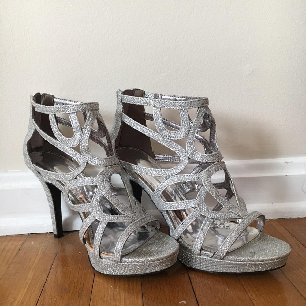 Silver prom shoes